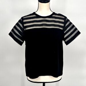 Forever 21 Blouse Striped Sheer Top Crewneck Size‎ Xsmall
